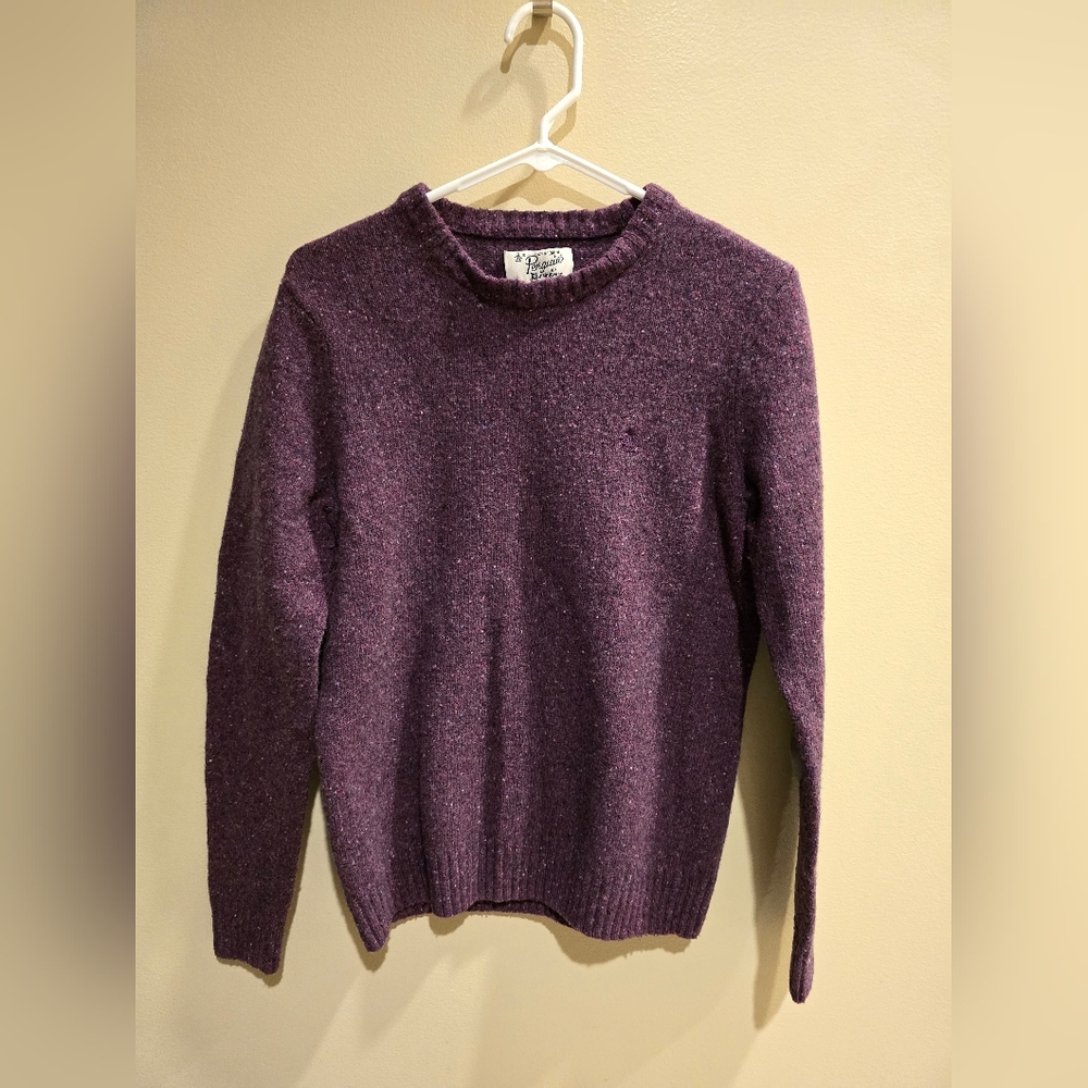 Penguin Musingwear Medium Purple Long Sleeve 100% Lambswool Men Sweater